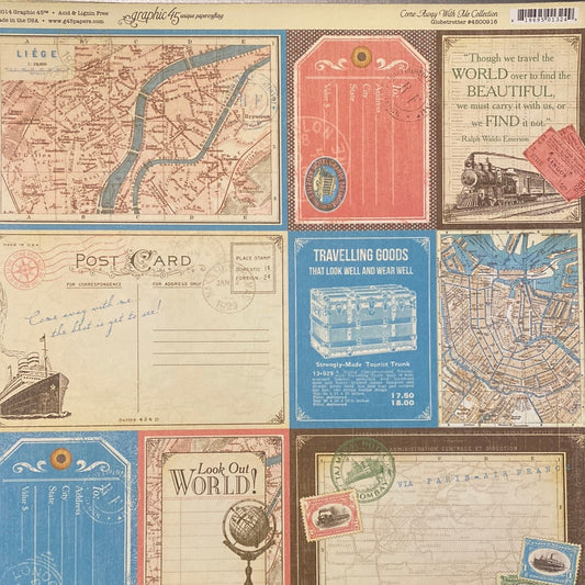 Lámina Graphic 45 Doble 30x30cm Scrapbooking USA - Come Away with me