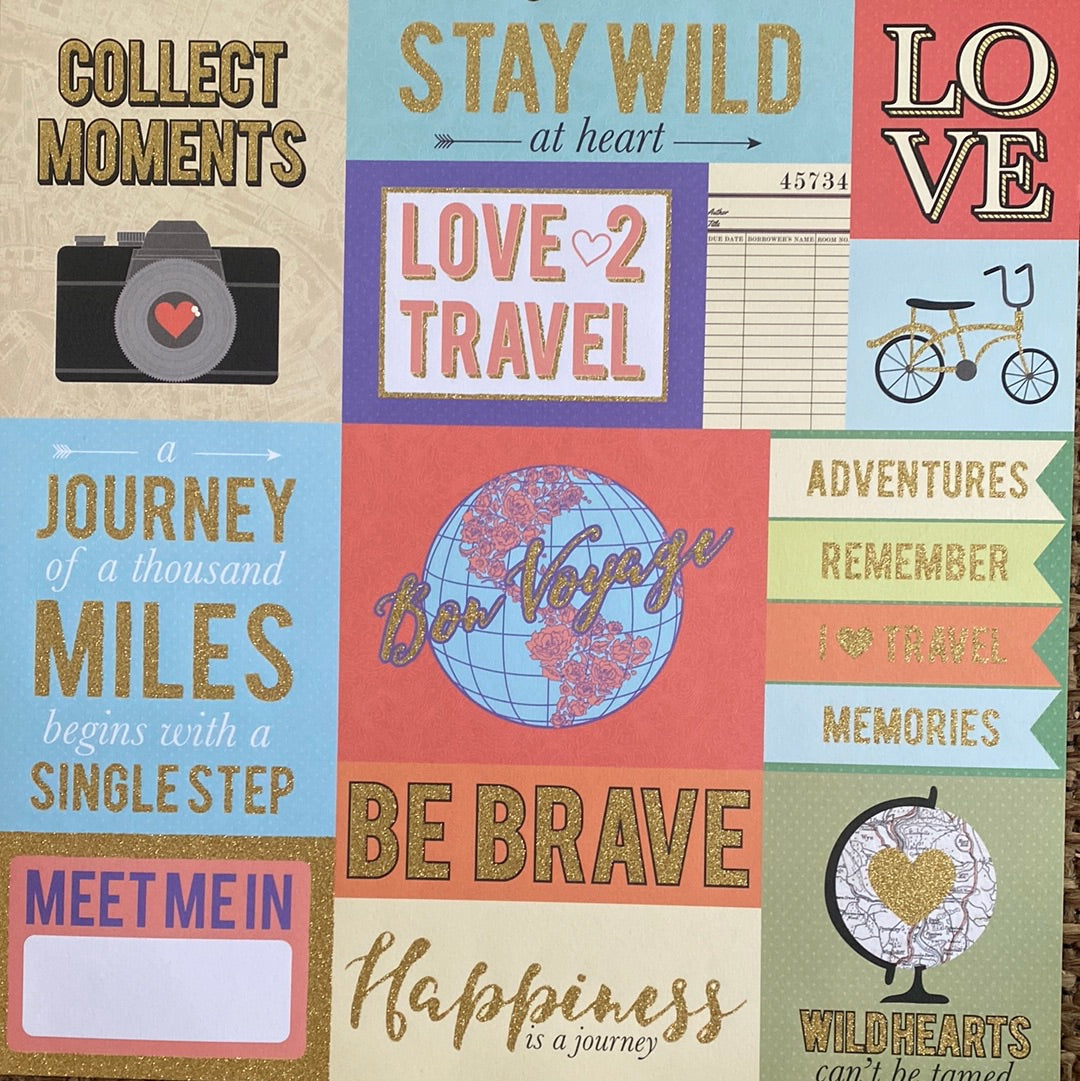 LAMINA DOBLE-DECOSCRAPP-DECOUPAGE 30 x30 -VARIAS CON APLICACIONES GLITER-DORADO Y MAPA