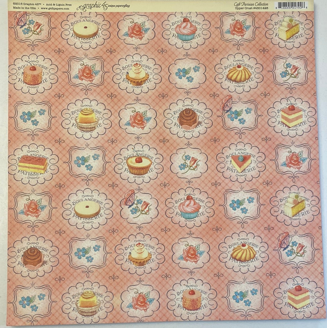 Lámina Graphic 45 Doble 30x30cm Scrapbooking USA - Cafe Parisian Collection