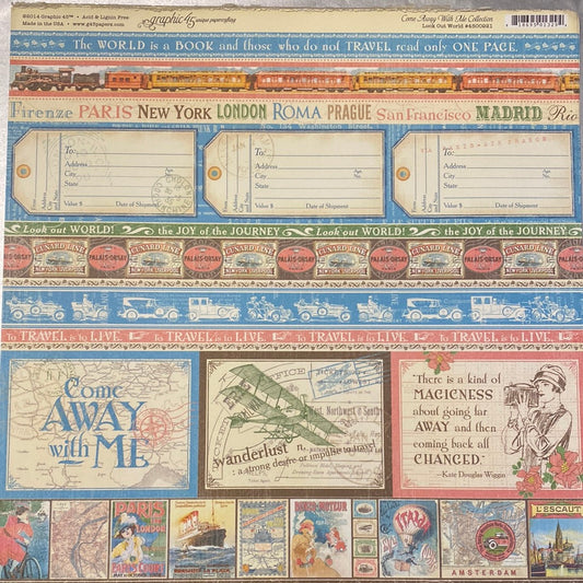 Lámina Graphic 45 Doble 30x30cm Scrapbooking USA - Come Away with me