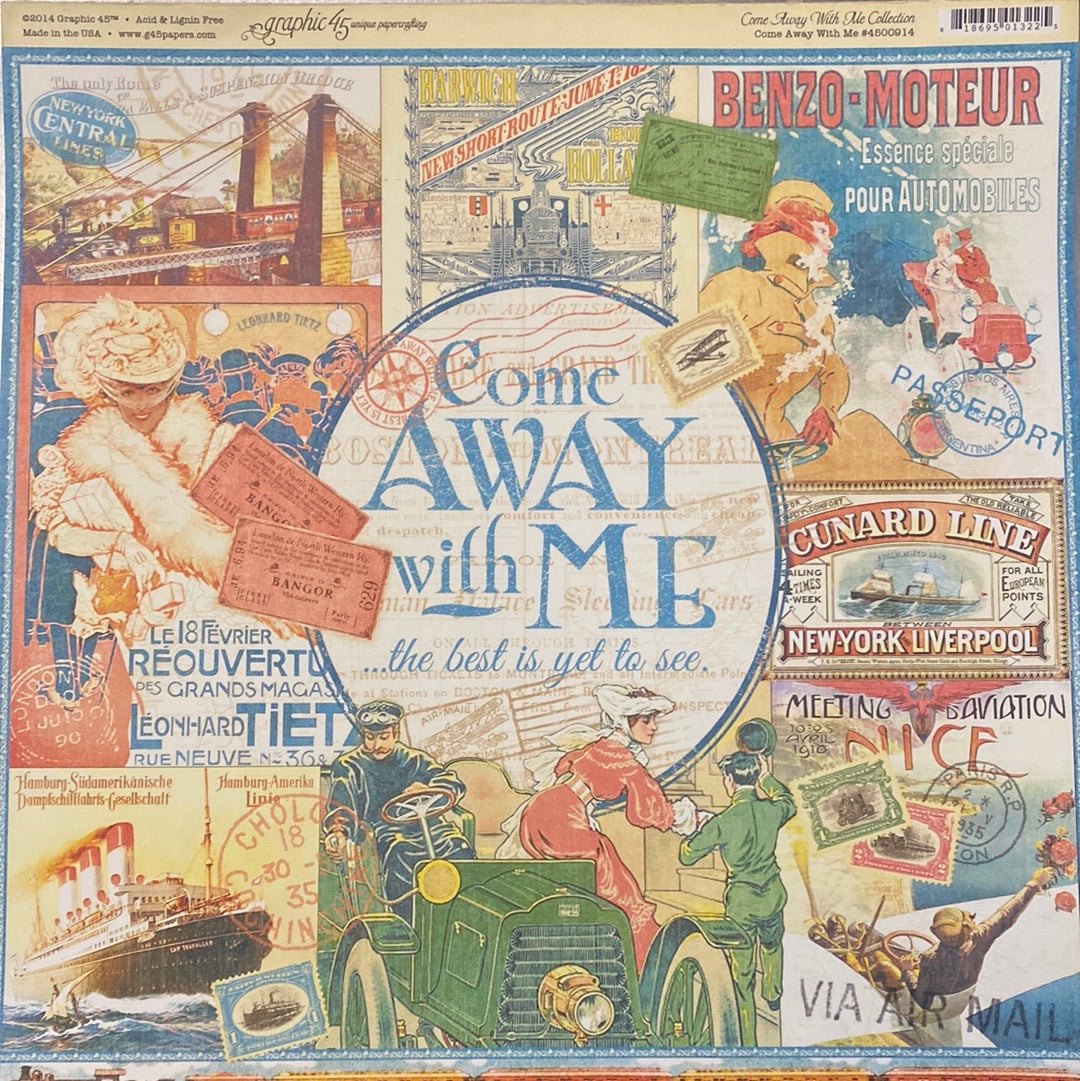 Lámina Graphic 45 Doble 30x30cm Scrapbooking USA - Come Away with me