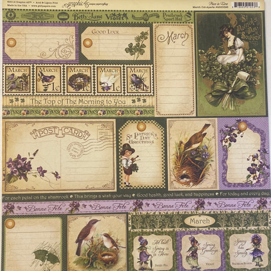 Lámina Graphic 45 Doble 30x30cm Scrapbooking USA - Place in time Collection