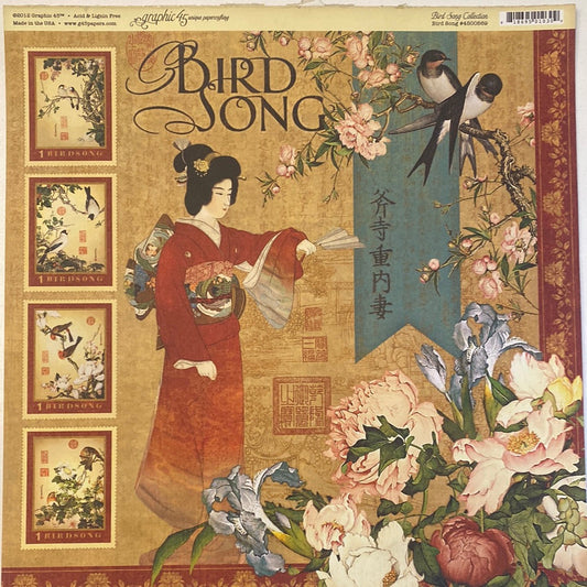 Lámina Graphic 45 Doble 30x30cm Scrapbooking USA - Bird Song Collection