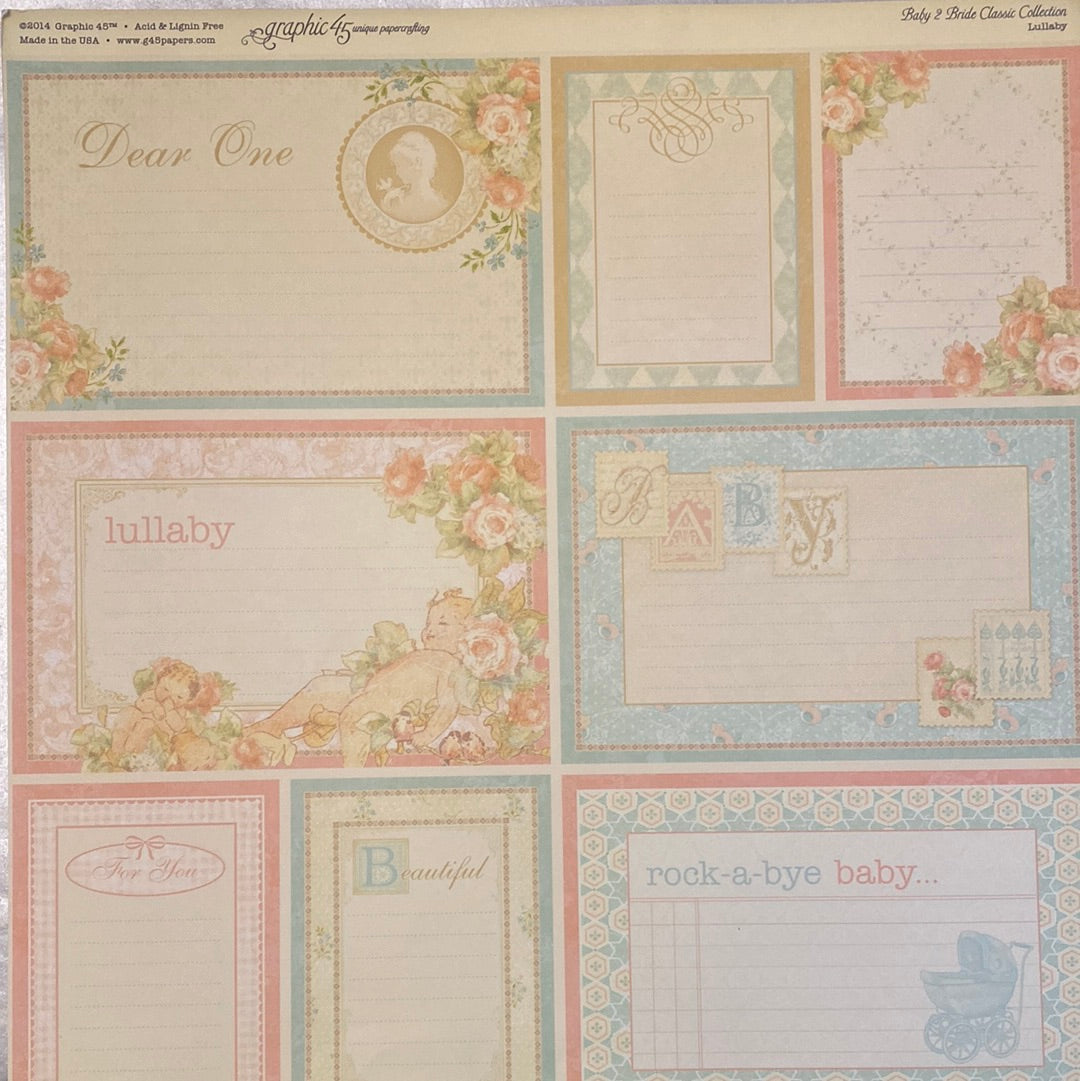 Lámina Graphic 45 Doble 30x30cm Scrapbooking USA - Baby 2 Bride 8