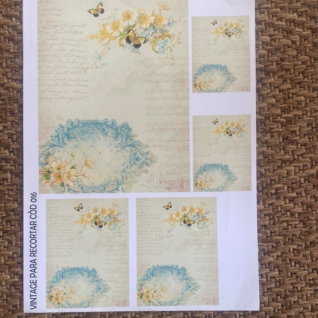 LAMINAS PARA DECOUPAGE 21 x 29 varios mariposa