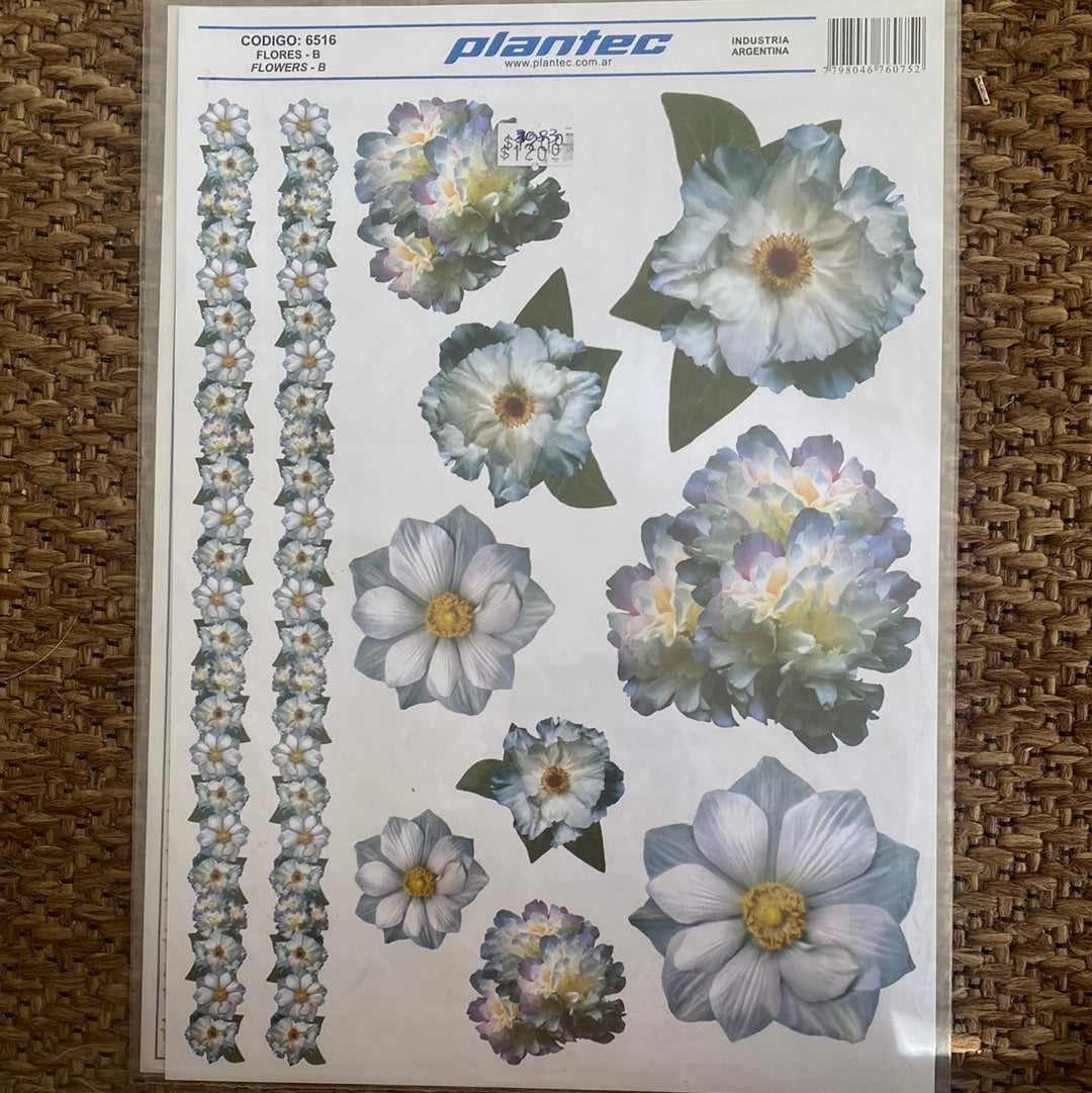 LAMINAS PARA DECOUPAGE FLORES 21 x 30 cm