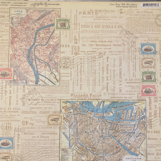 Lámina Graphic 45 Doble 30x30cm Scrapbooking USA - Come Away with me