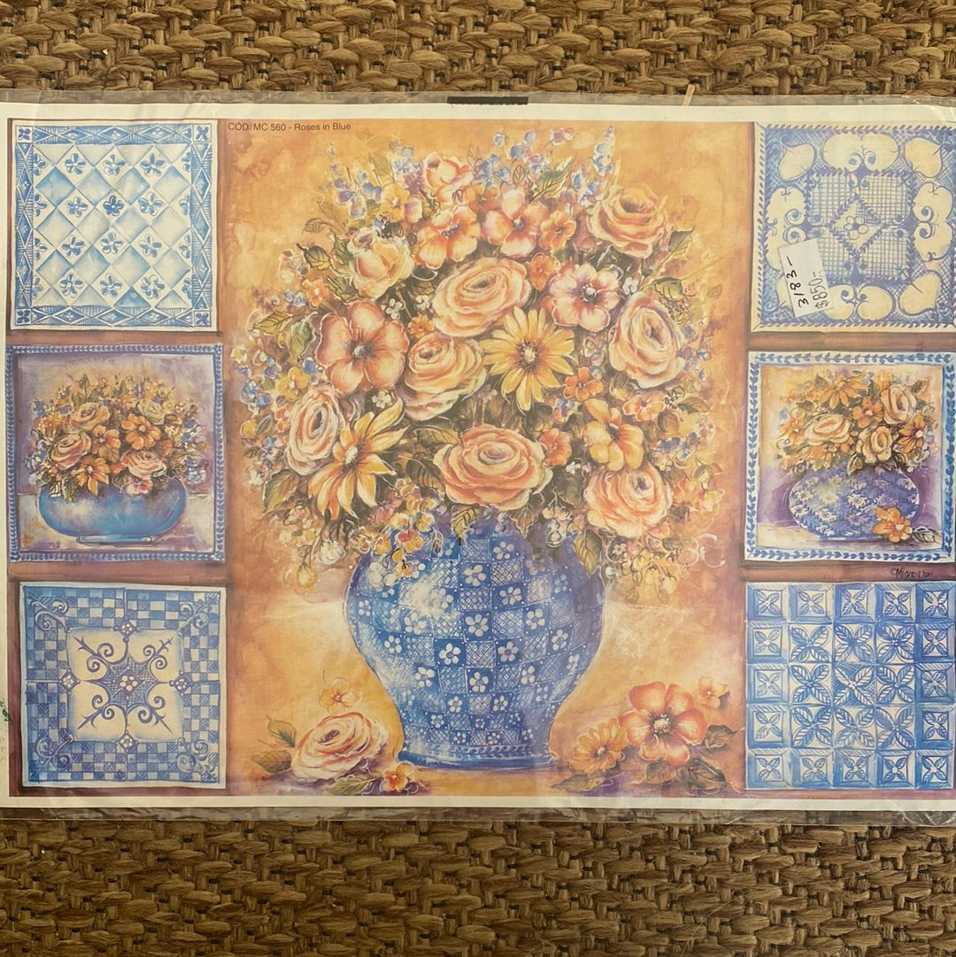 LAMINAS PARA DECOUPAGE FLORES 21 x 30 cm