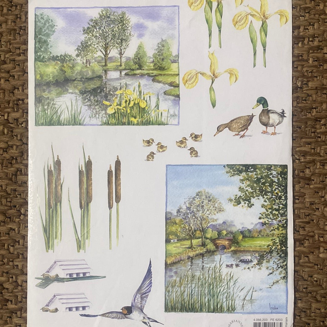 LAMINAS PARA DECOUPAGE 21x29 FLOR PAISAJE AVE