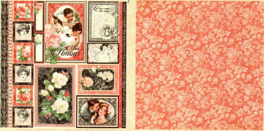 Lámina Graphic 45 Doble 30x30cm Scrapbooking USA - Mon Amour 3