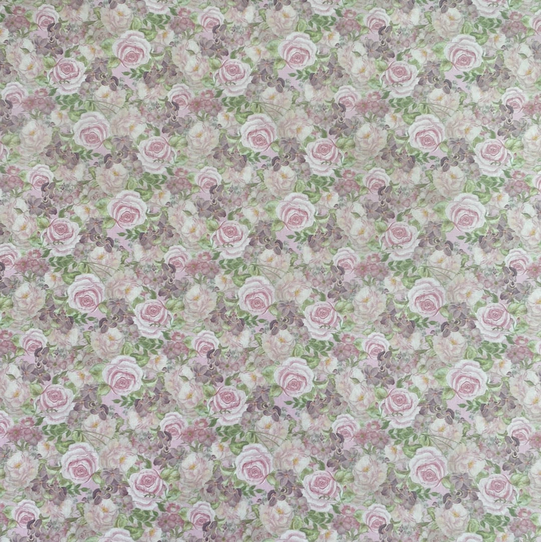 LAMINA- PAPEL DECOUPAGE 30 x30 DOBLE FLORES -LLAVE CANDADO