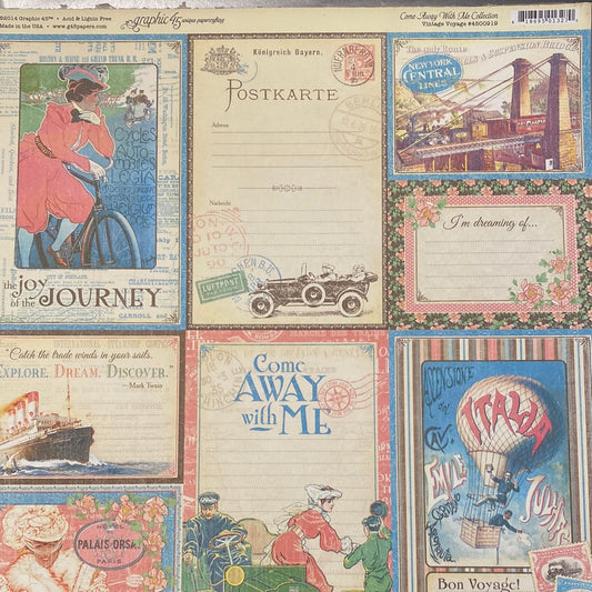 Lámina Graphic 45 Doble 30x30cm Scrapbooking USA - Come Away with me