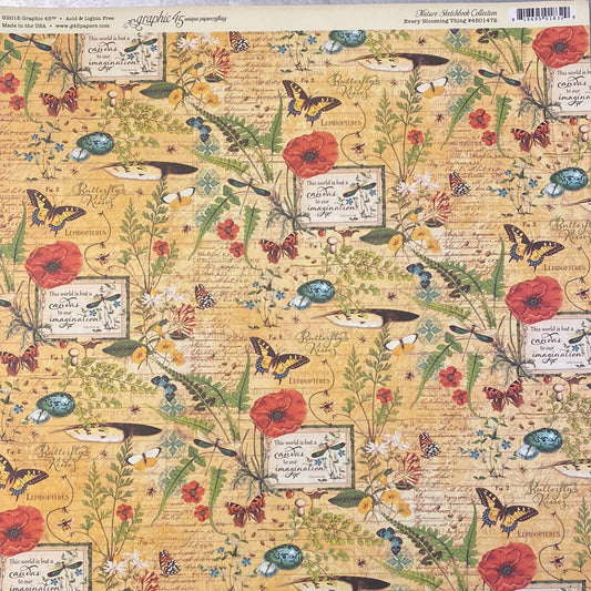 Lámina Graphic 45 Doble 30x30cm Scrapbooking USA - Nature Sketchbook