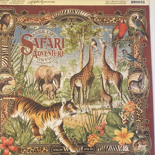 Lámina Graphic 45 Doble 30x30cm Scrapbooking USA - Safari Adventure Collection