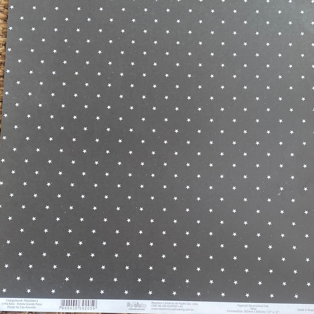 LAMINA DECOSCRAPP-DECOUPAGE 30 x30 negro-estrellas
