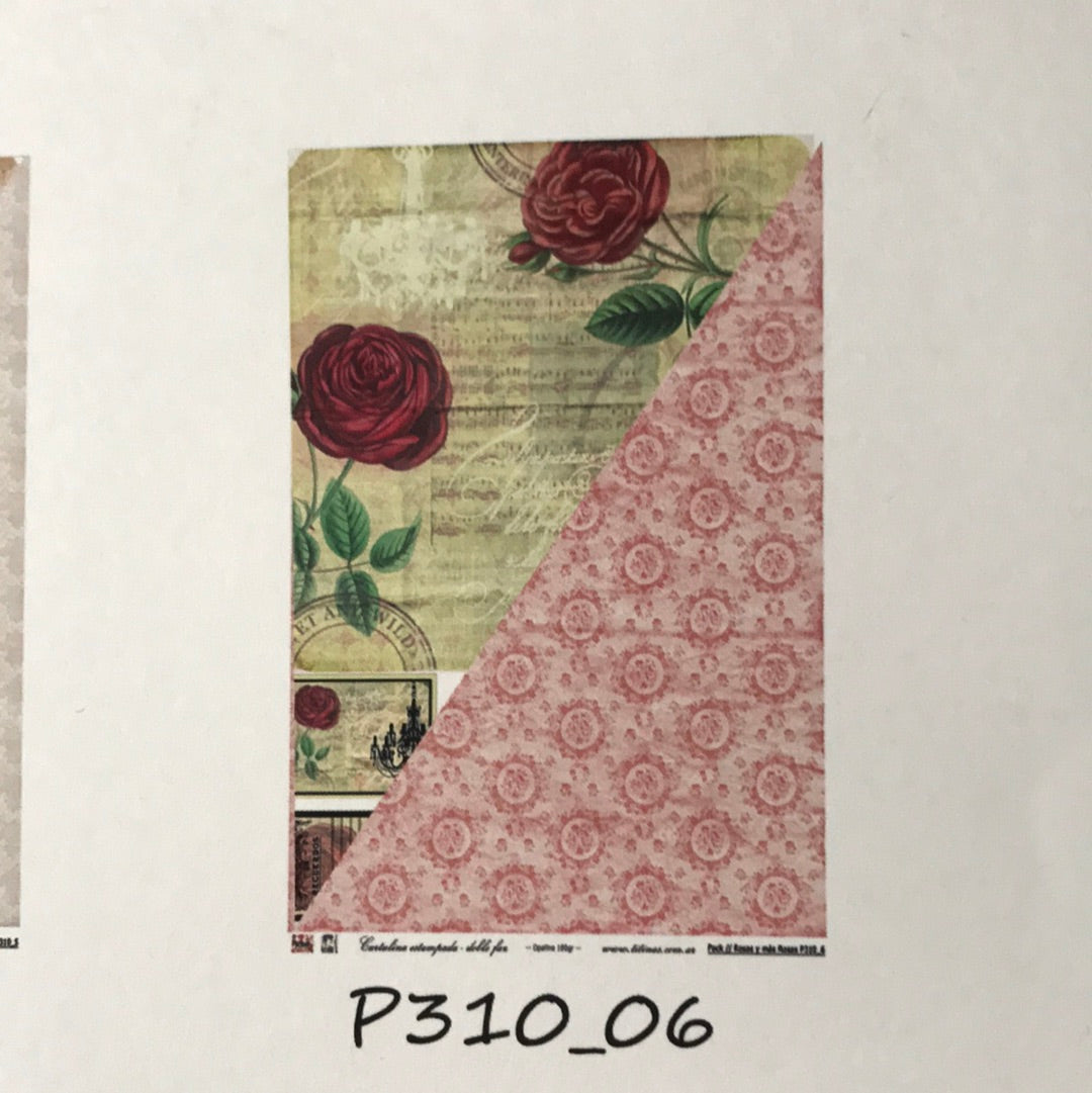 Lámina Doble Faz  Titina colección Rosas y más Rosas Nro 6 310-6 32x47 cm Scrapbooking-Rosas y más rosas 6