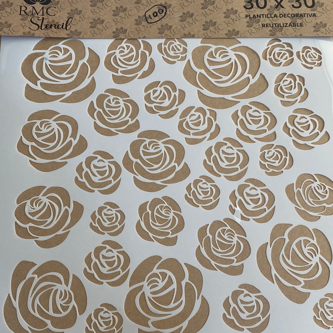 STENCIL 30X30 ROSAS