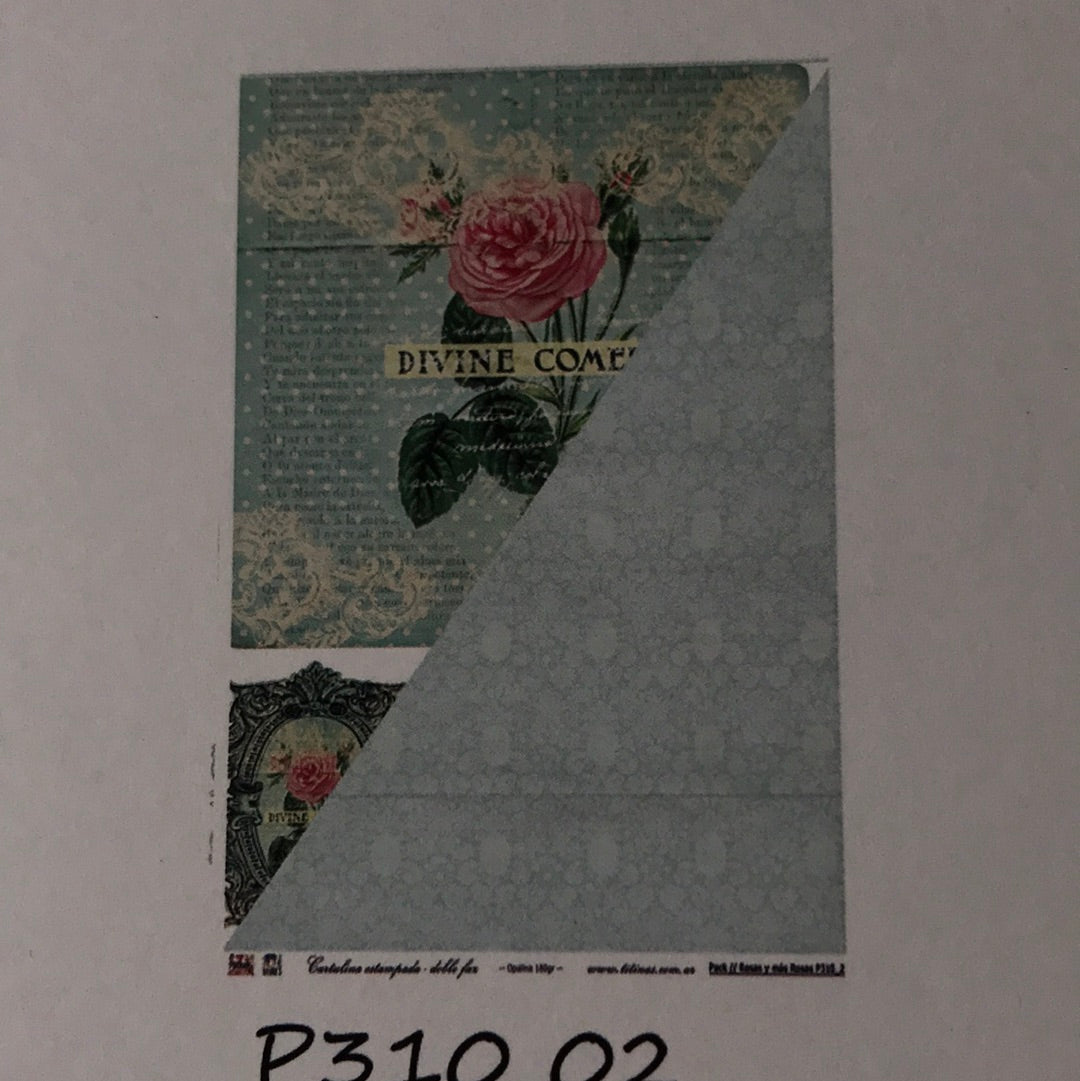 Lámina Doble Faz  Titina colección Rosas y mas Rosas N ro 2 310-2 32x47 cm Scrapbooking-Rosas y más rosas 2