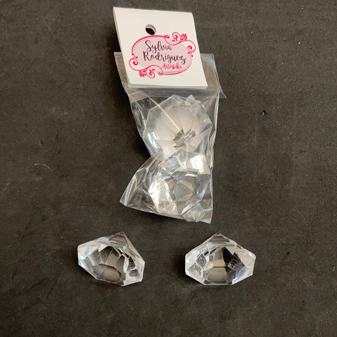 7- PRISMAS CRISTALES TRANSPARENTES COLGANTES 25mm 2 U