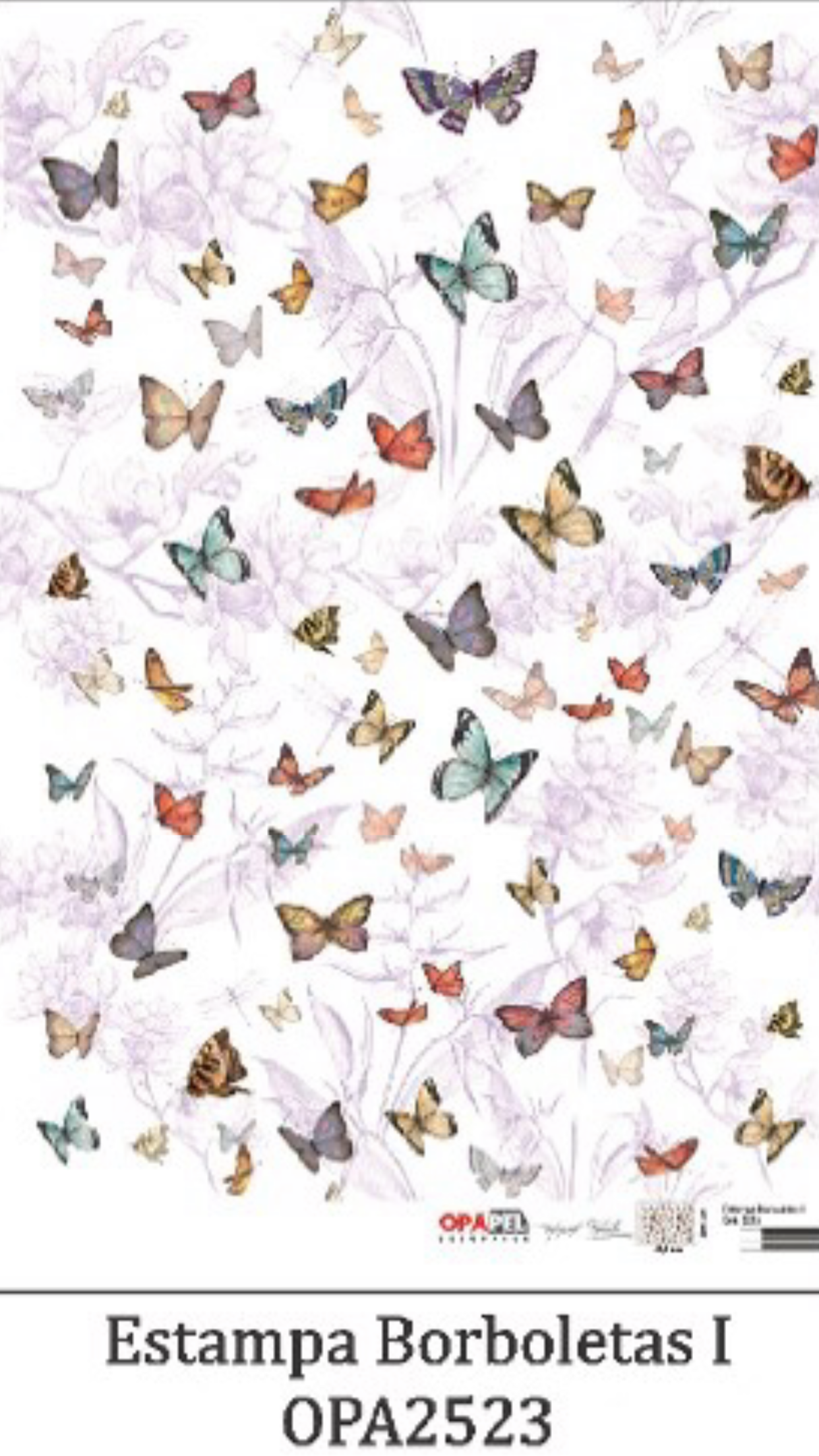 2523-LAMINA OPAPEL 30X45CM ESTAMPA BORBOLETA