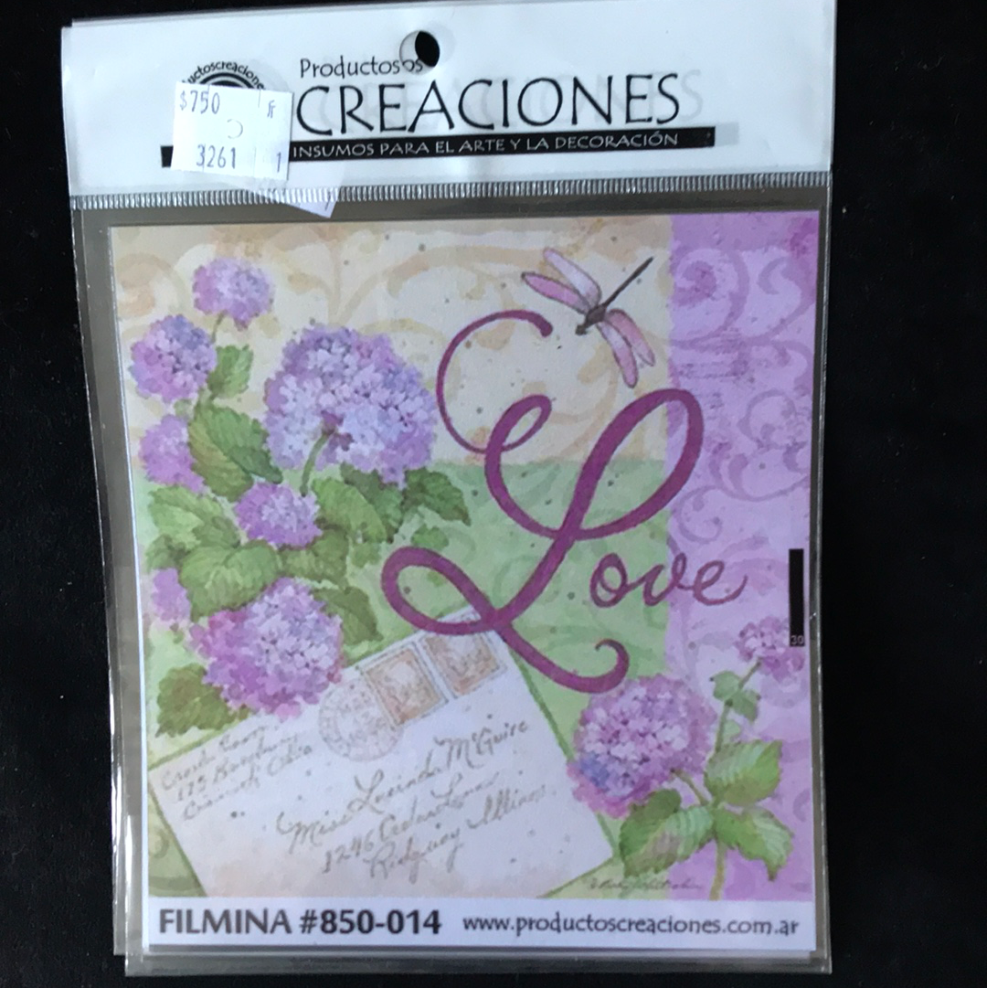 LAMINAS FILMINA O CRISTAL, n14 medidas 14 x 14