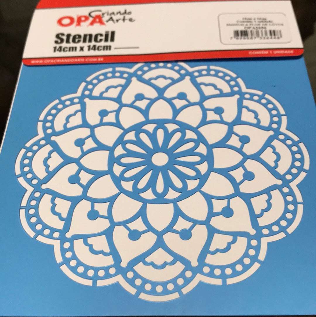STENCIL 14X14 FLOR DE LOTUS 2696 OPA MANDALAS