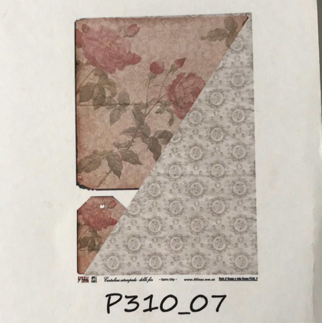 Lámina Doble Faz  Titina colección Rosas y más Rosas Nro 7 310-7 32x47 cm Scrapbooking-Rosas y más rosas 7