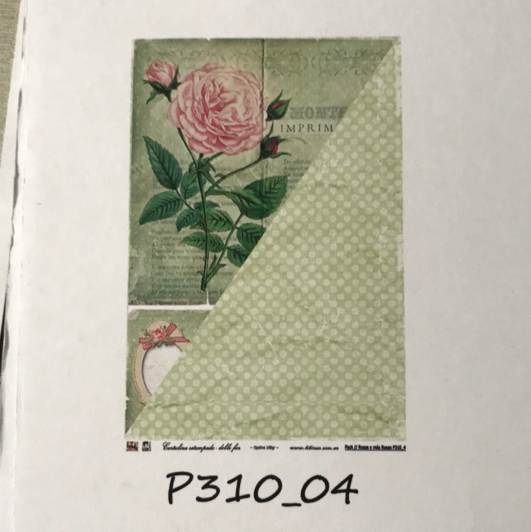 Lámina Doble Faz  Titina colección Rosas y más Rosas Nro 4 310-4 32x47 cm Scrapbooking-Rosas y más rosas 4