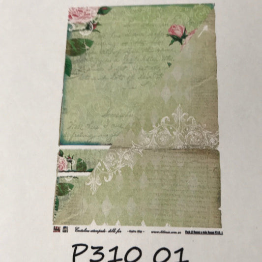 Lámina Doble Faz  Titina   Colección ROSAS Y MAS rosas  Nro 1 310-1 32x47 cm Scrapbooking-Rosas y más rosas