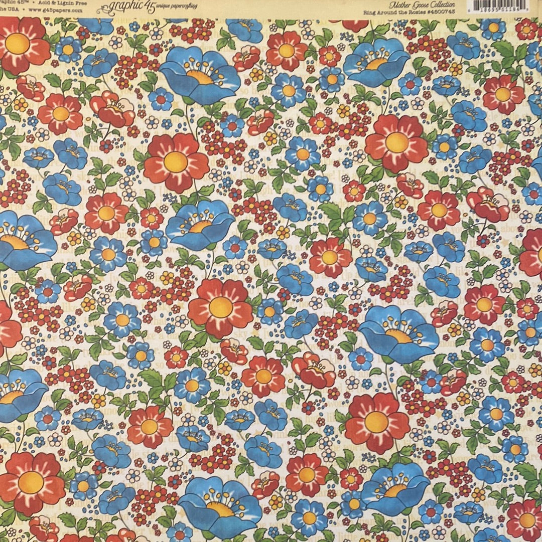 Lamina Graphic 45 Doble 30x30cm Scrapbooking USA - Mother  Goose Collection