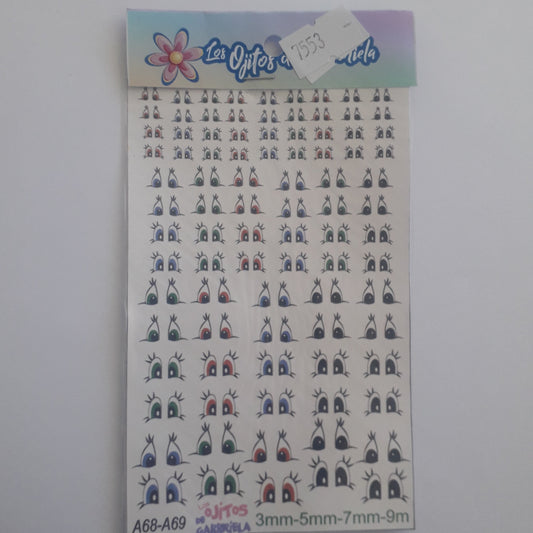 Ojitos adhesivos Gaby 3-5-7-9 mm A68-A69