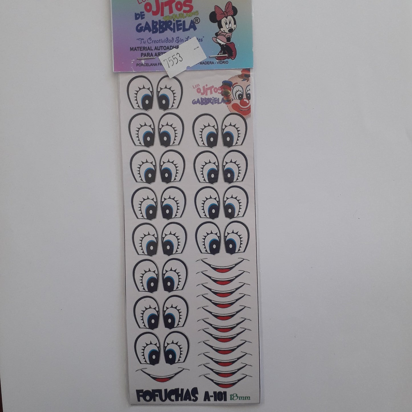 Ojitos adhesivos y bocas Gaby Fofuchas  A101 18mm