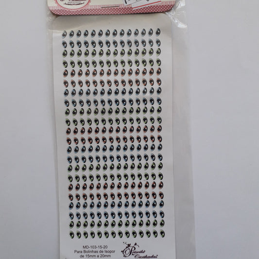 Ojitos adhesivos Priscila MD 103-15-20 mm 154 pares