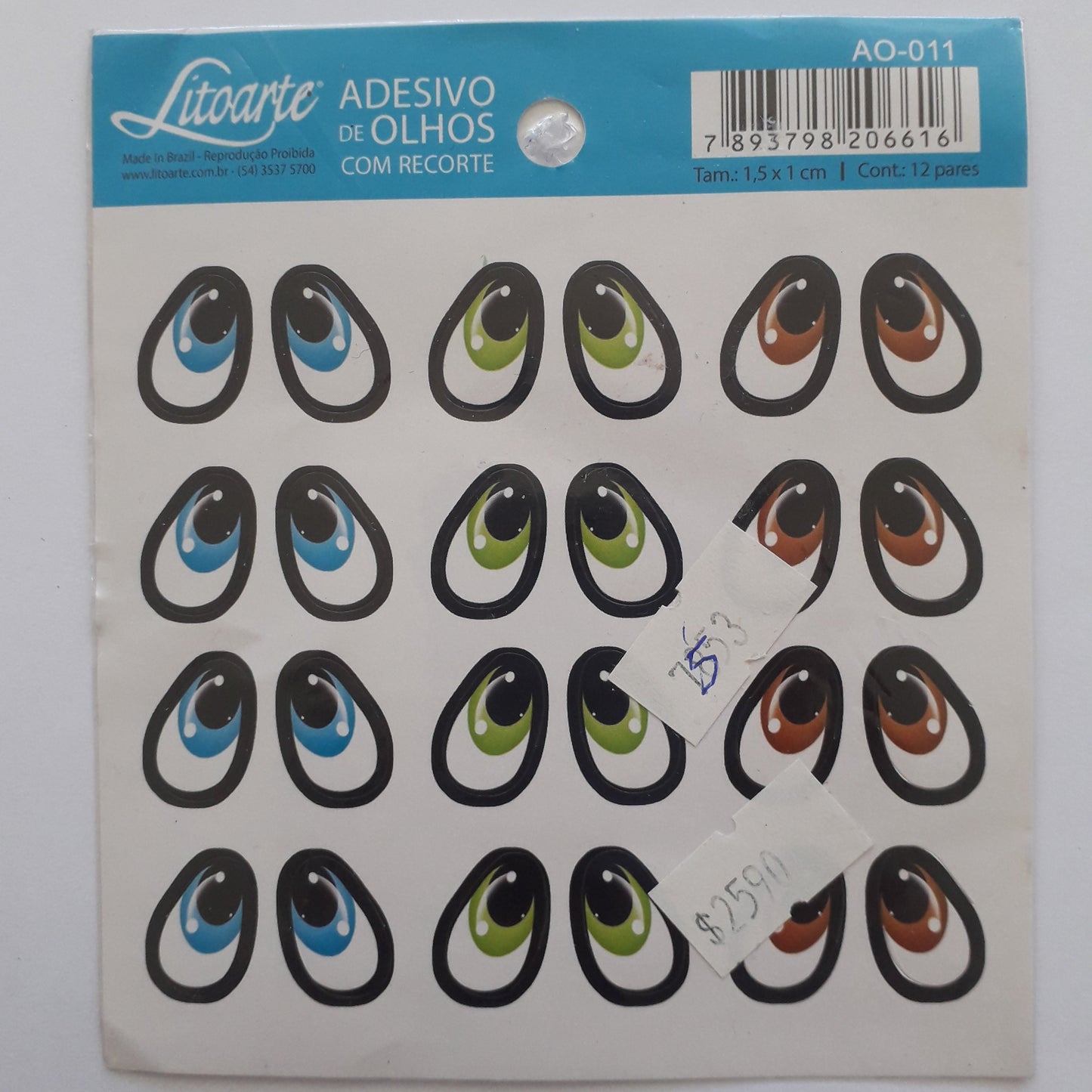Ojitos adhesivos Litoarte AO 011 12 pares
