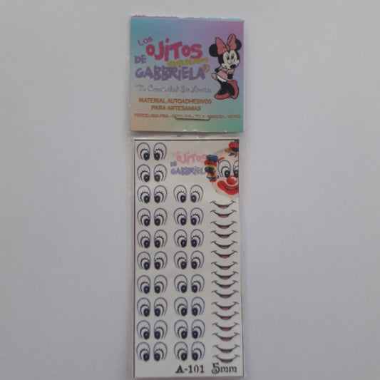 Ojitos adhesivos Gaby pequeños A101 5mm con bocas