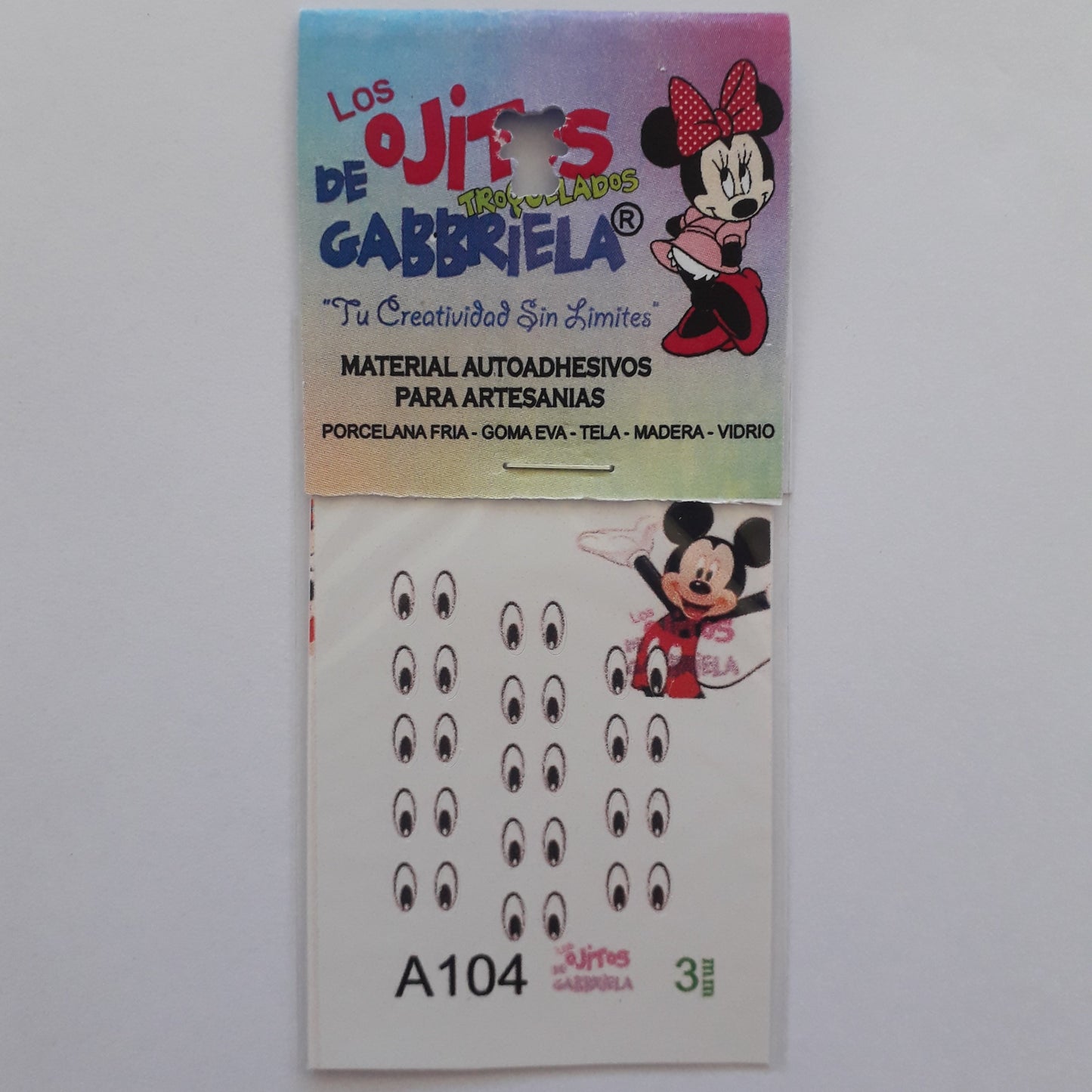 Ojitos adhesivos Gaby pequeños A104 3mm