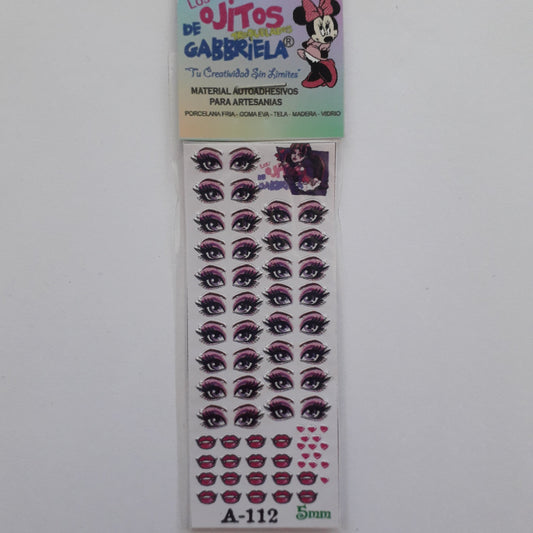 Ojitos adhesivos Gaby pequeños A112 5mm con boquitas