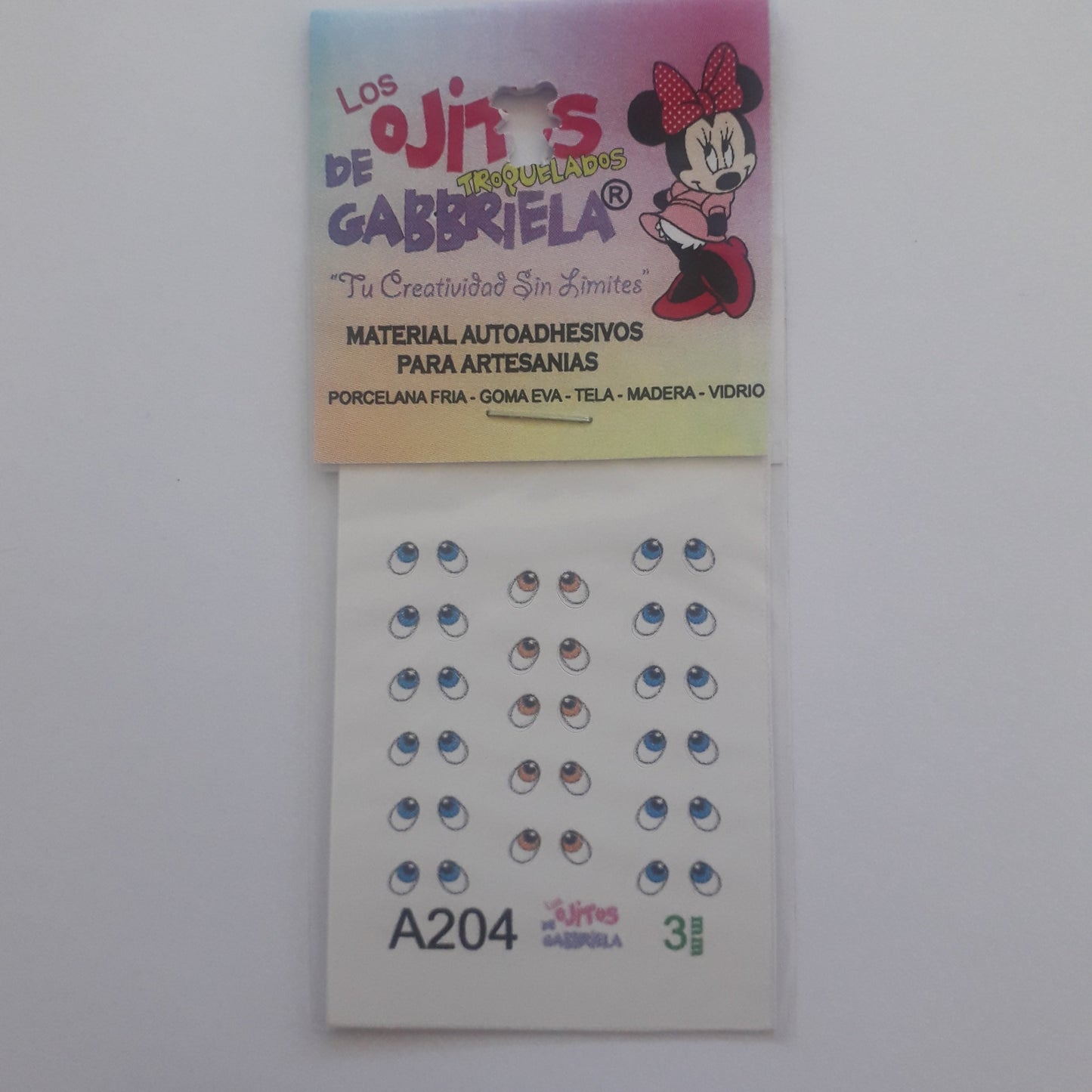 Ojitos adhesivos Gaby pequeños A204 3mm