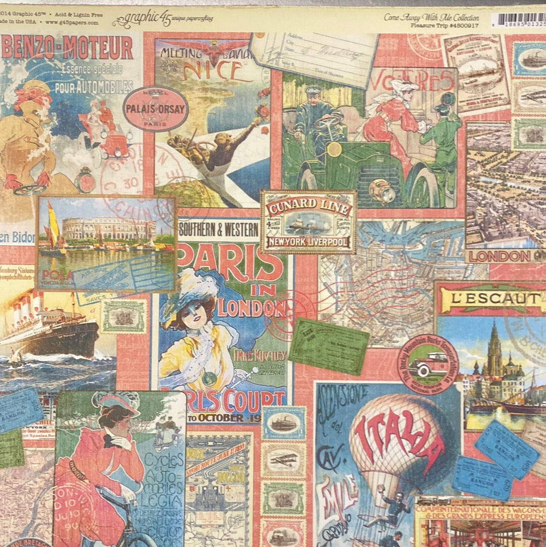 Lámina Graphic 45 Doble 30x30cm Scrapbooking USA - Come Away with me