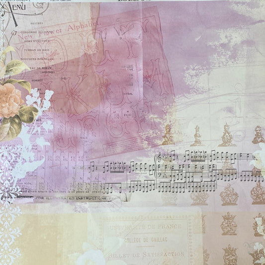 LAMINA- DECOSCRAPP-DECOUPAGE 30 x30 DOBLE CARA mixmedia Musica