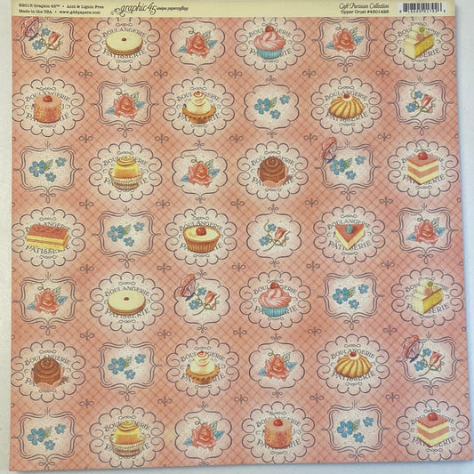Lámina Graphic 45 Doble 30x30cm Scrapbooking USA - Cafe Parisian Collection