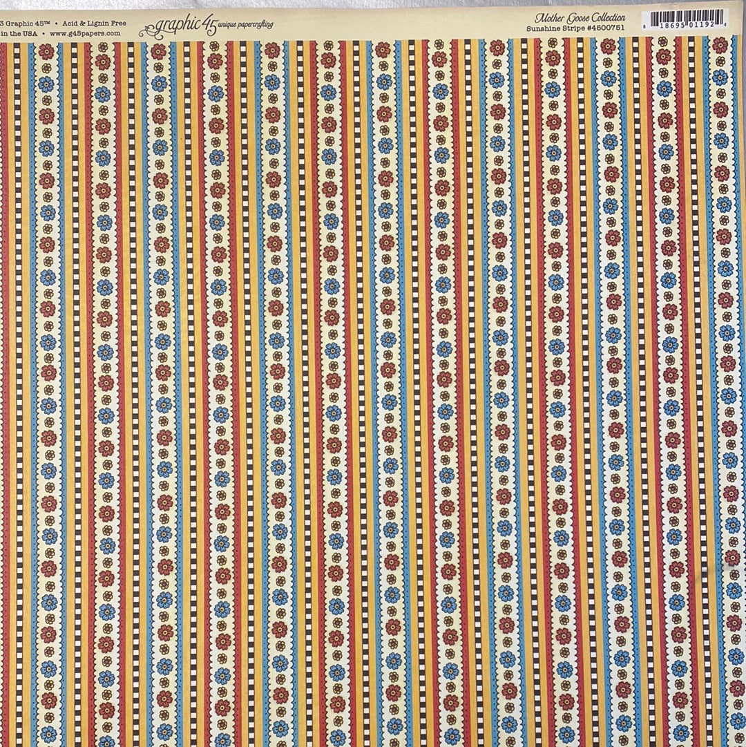 Lamina Graphic 45 Doble 30x30cm Scrapbooking USA - Mother  Goose Collection