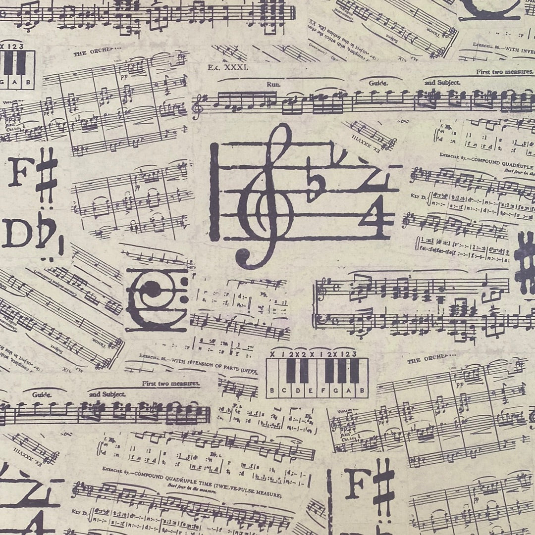 LAMINA- DECOSCRAPP-DECOUPAGE 30 x30 mixmedia Musica vintage