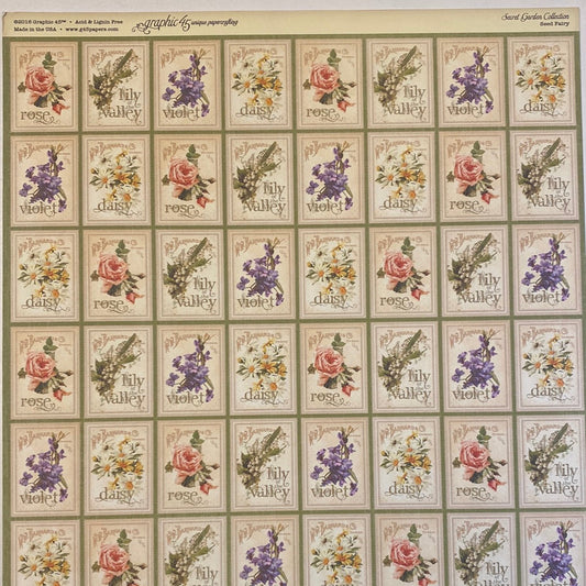 Lámina Graphic 45 Doble 30x30cm Scrapbooking USA - Secret Garden Collection