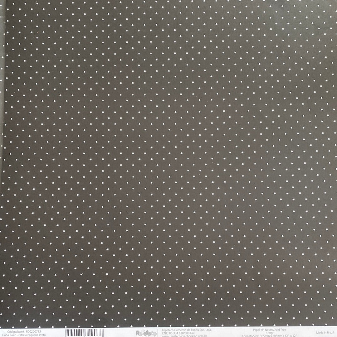 LAMINA DECOSCRAPP-DECOUPAGE 30 x30 negro-estrellitas