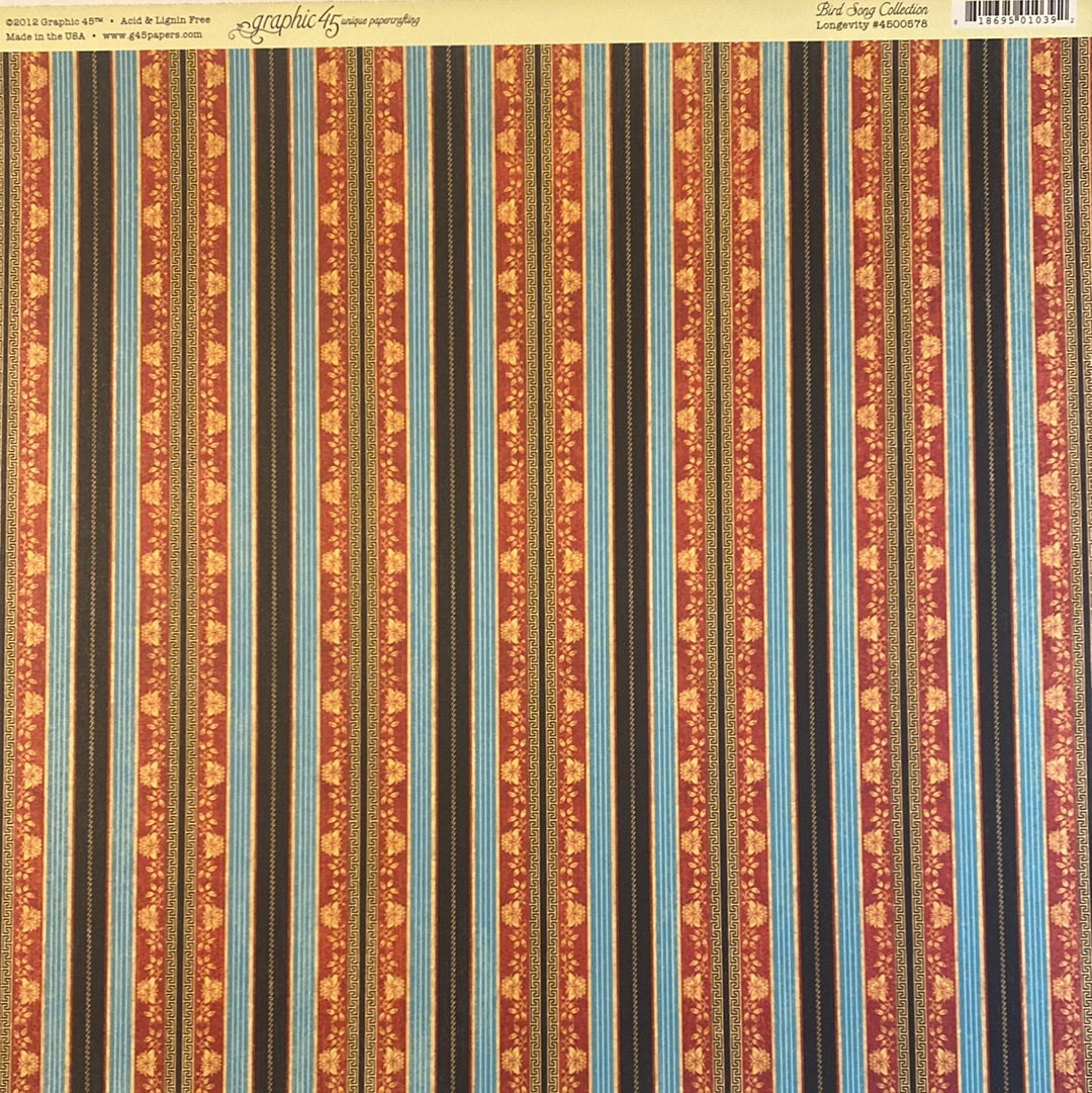 Lámina Graphic 45 Doble 30x30cm Scrapbooking USA - Bird Song Collection