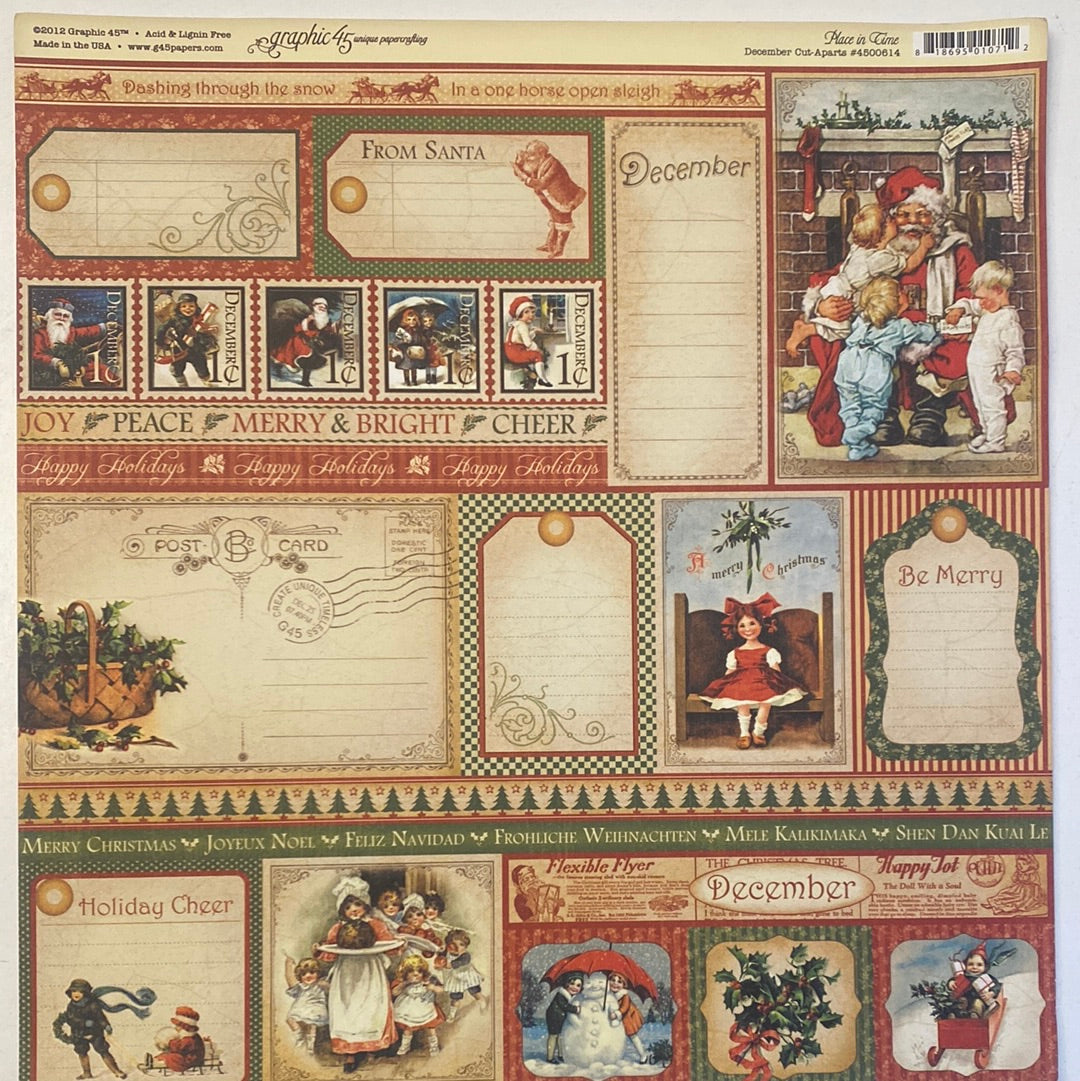 Lámina Graphic 45 Doble 30x30cm Scrapbooking USA - Place in time Collection