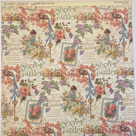 Lámina Graphic 45 Doble 30x30cm Scrapbooking USA - Secret Garden Collection