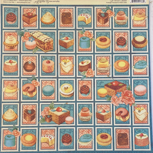 Lámina Graphic 45 Doble 30x30cm Scrapbooking USA - Cafe Parisian Collection