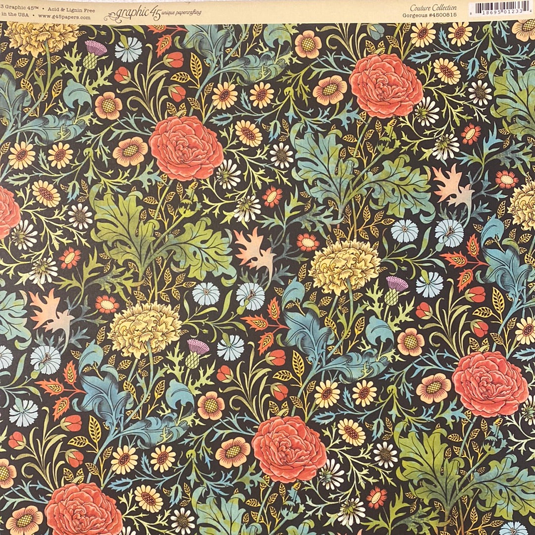 Lámina Graphic 45 Doble 30x30cm Scrapbooking USA - Couture Collection